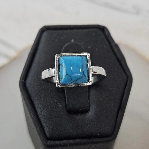 Jewelry - Blue Earth Square Adjustable Fashion Ring A50